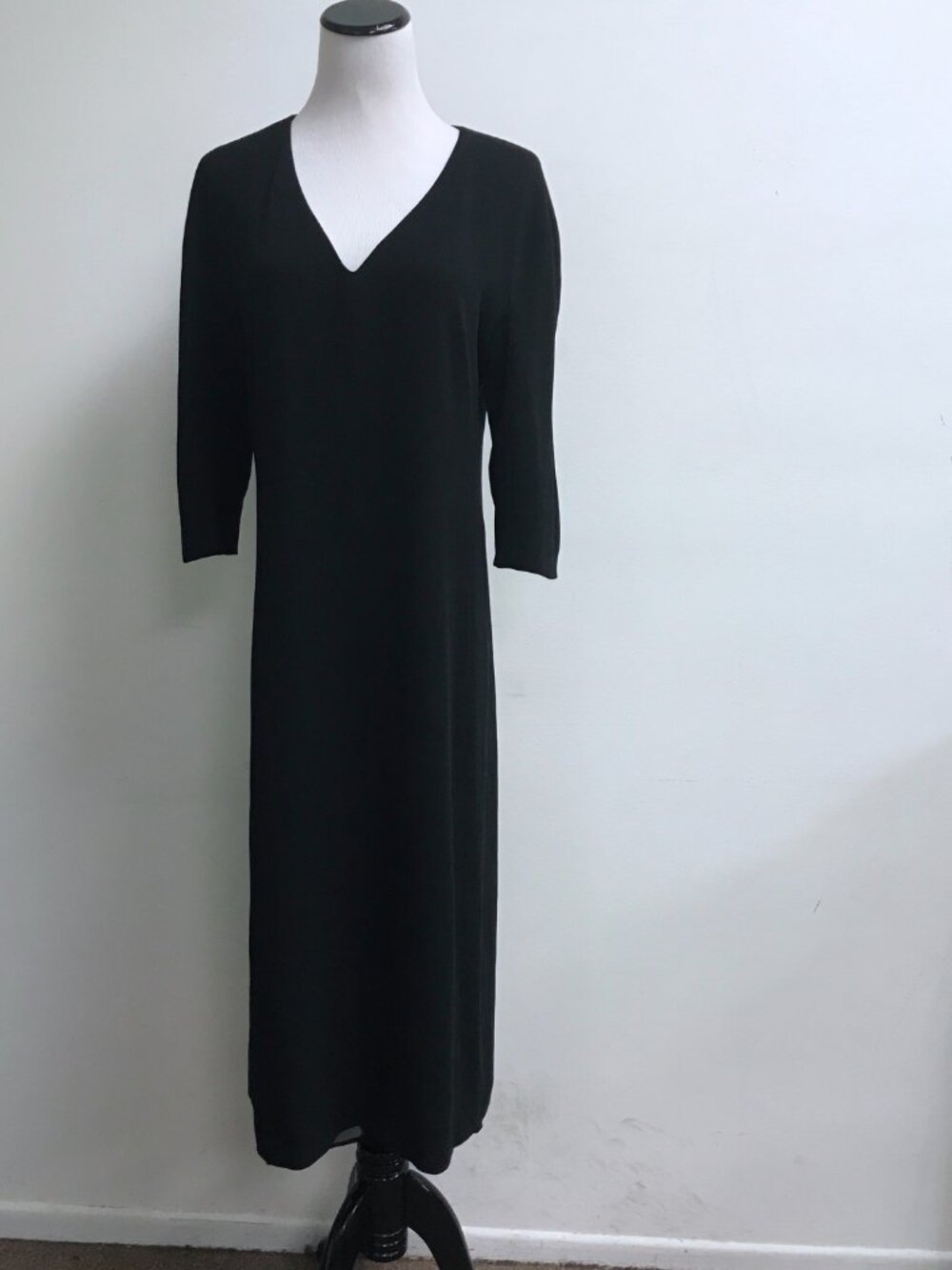 Max Mara black v neck midi long dress classic 10 special occasion wedding
